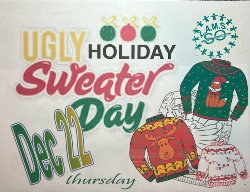 Holiday sweaters in green and red